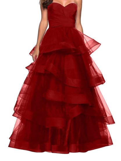 A-shaped Sweetheart Lotus Edge Ball Dress