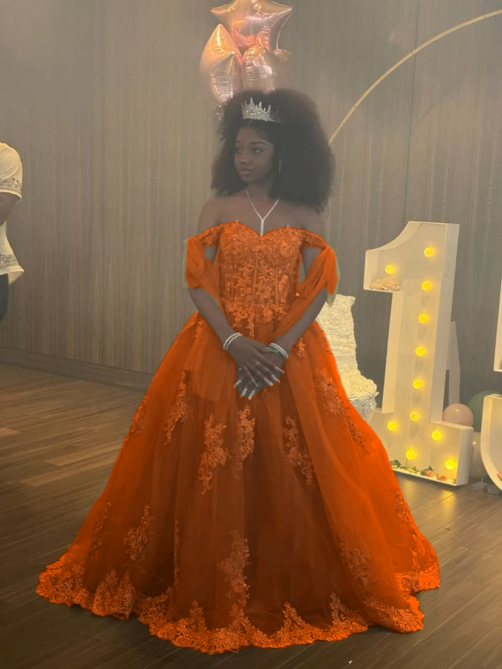 A Line Green Tulle Lace Princess Dresses Off the Shoulder Party Ball Gowns