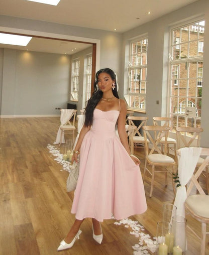 Women s Retro Pink Maxi Dress Sexy Fashion Party Evening Gown