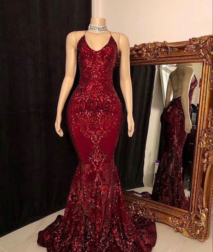 Red Prom Gown Floor length Prom dress mermaid gown