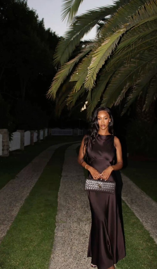 Sexy Sleeveless Satin Mermaid Brown Long Party Dress Prom Gown