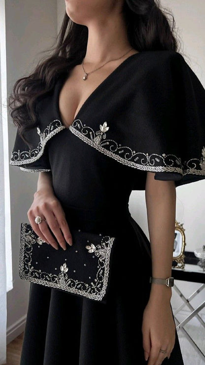 Elegant A line Prom Dress Black Evening Dress Formal Prom Gown