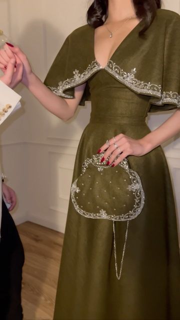 Elegant A line Prom Dress Green Evening Dress Formal Prom Gown