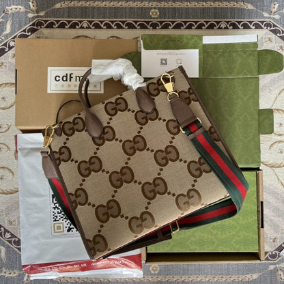 Gucci Tote Bag With Jumbo Camel And Ebony Jumbo GG Canvas 37cm ‎678839 UKMDG 2570