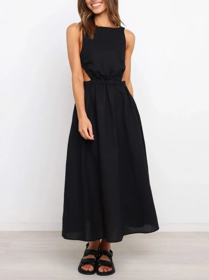 Unique and sexy back summer prom dress