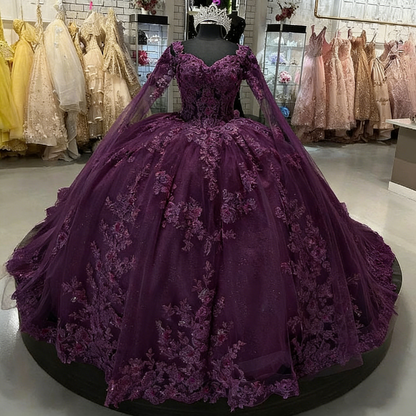 Beautiful Pink Sweetheart Applique Sweet 16 Quinceanera A-Line Tulle Floor-length Prom Dress Birthday Dress Evening Dress Ball Gown TP4547