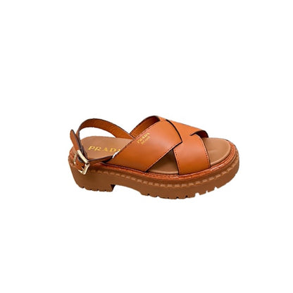 PRADA Crisscross Leather Sandals 683026