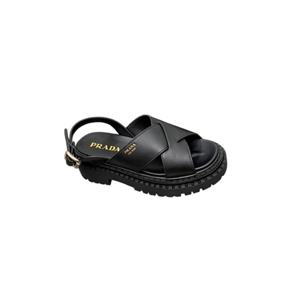 PRADA Crisscross Leather Sandals 914970