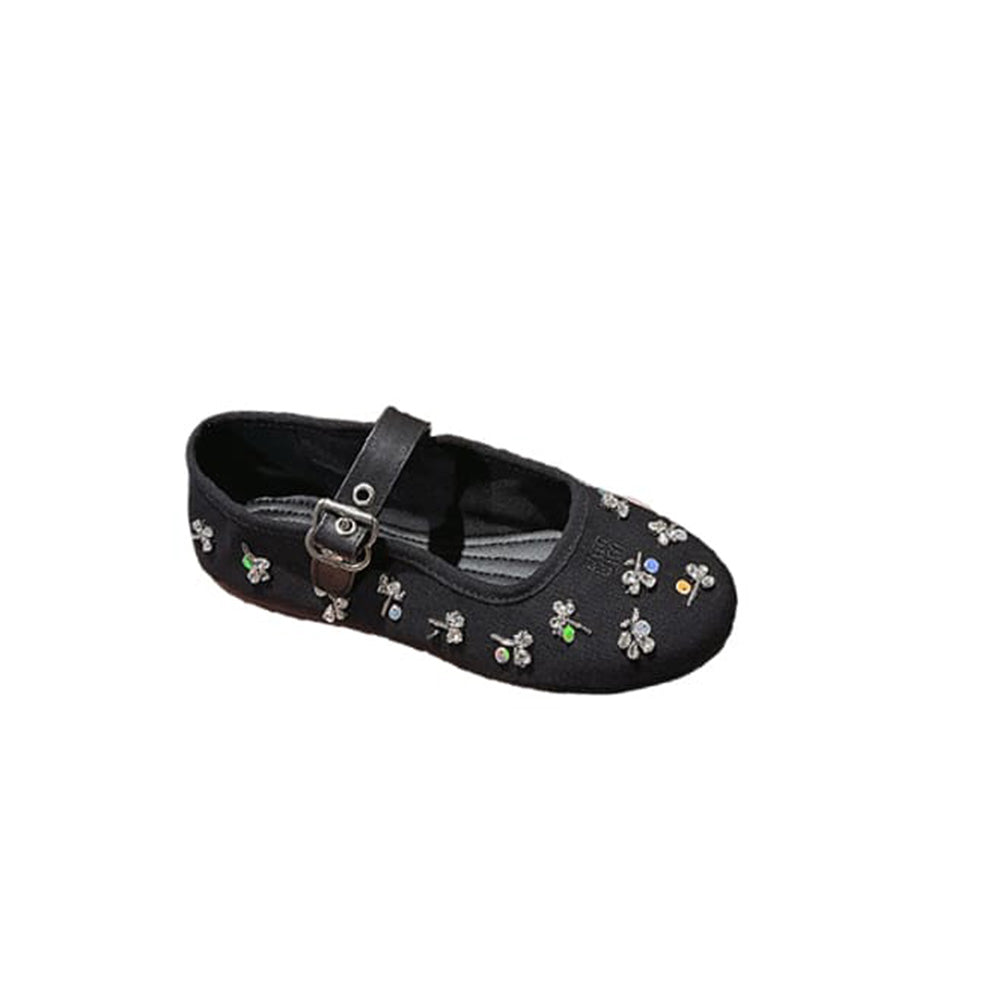 MIUMIU Embroidered drill ballerinas 485136