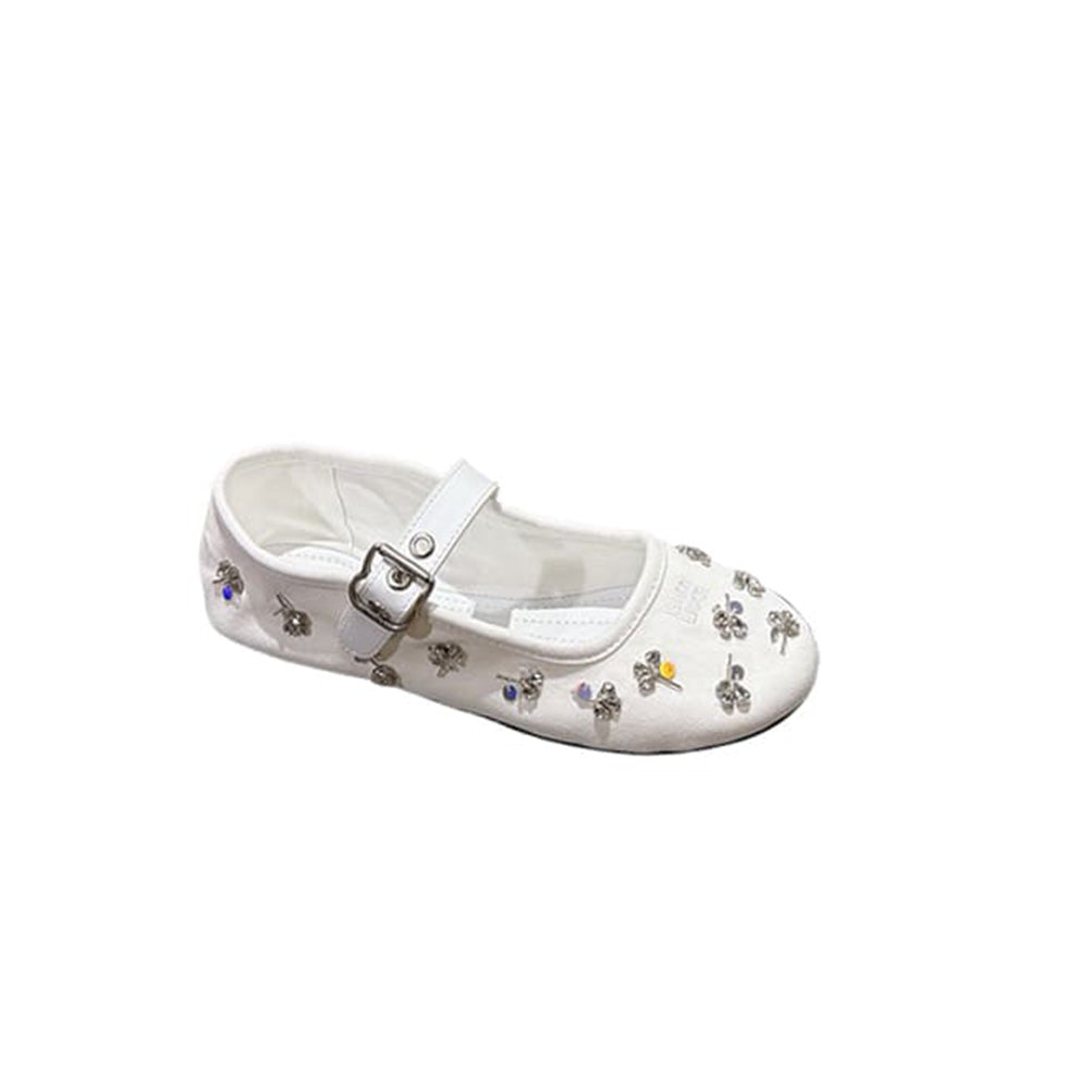 MIUMIU Embroidered drill ballerinas 545620