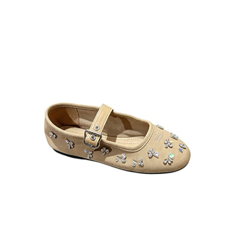MIUMIU Embroidered drill ballerinas 785575
