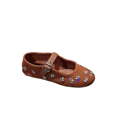 MIUMIU Embroidered drill ballerinas 297584