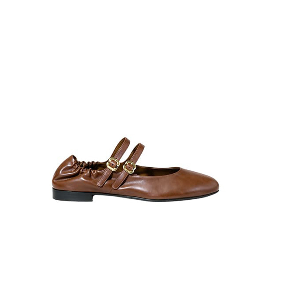 MIUMIU Ruched Nappa Leather Ballet Flats 181975