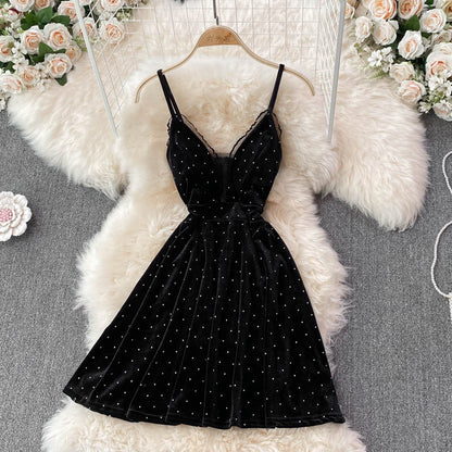 Sexy V Neck Short A Line Dress Fashion Dress  10893