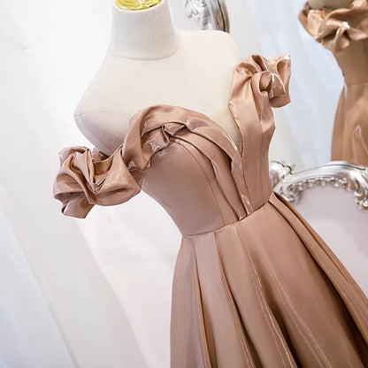 Cute satin long A line prom dress evening gown  10072