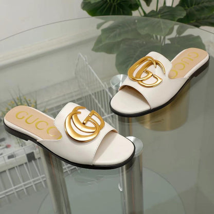 Gucci Princetown GG Slippers Leather White