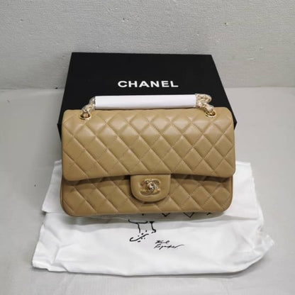 Chanel Classic Flap Beige Gold Hardware 33Cm