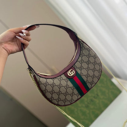Gucci Ophidia Small Shoulder Bag Beige And Dark Red GG Fabric 22Cm ‎838463 FAE0P 9789