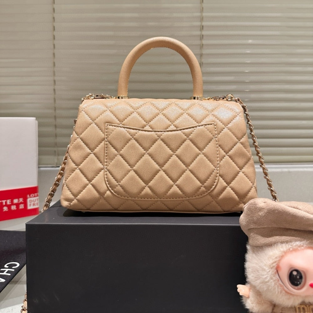 Chanel Small Coco Handle Bag Dark Beige 23Cm A92990