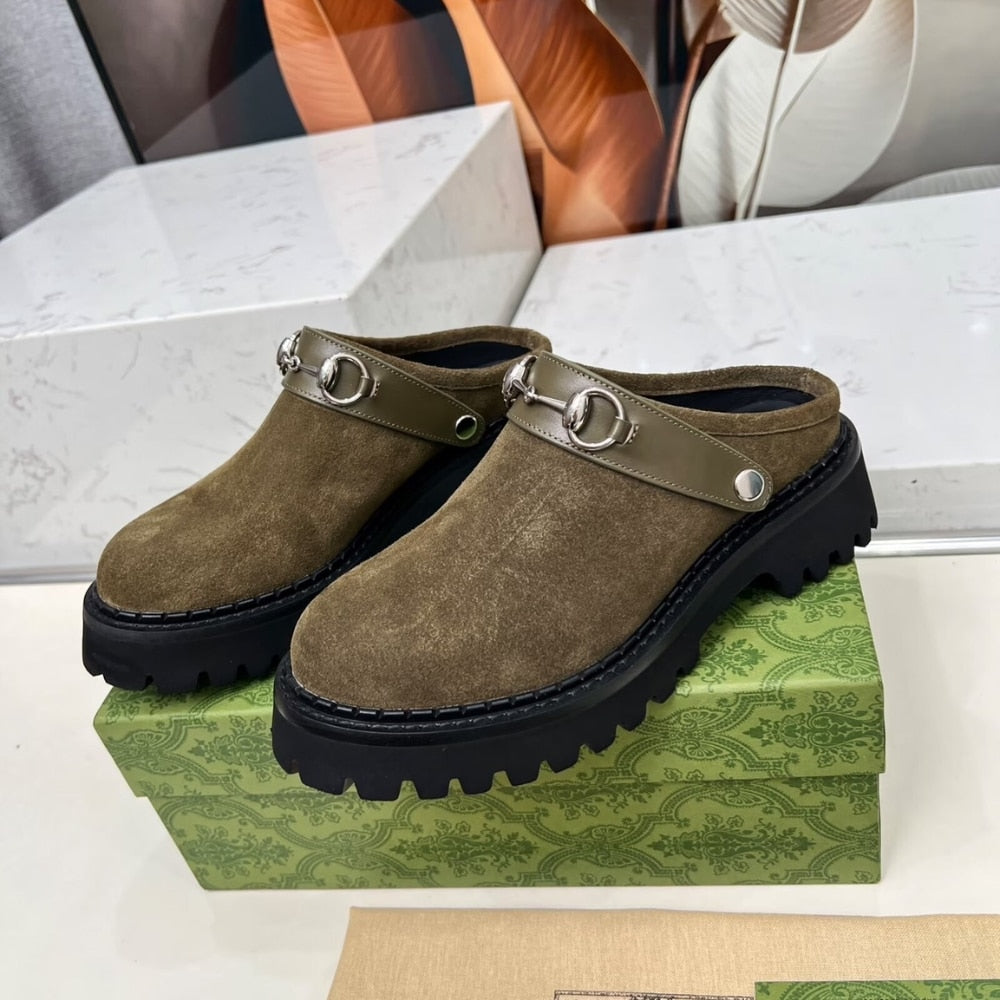 GUCCI WOMEN MULE WITH HORSEBIT DARK GREEN ‎835829 AAE3R 3037