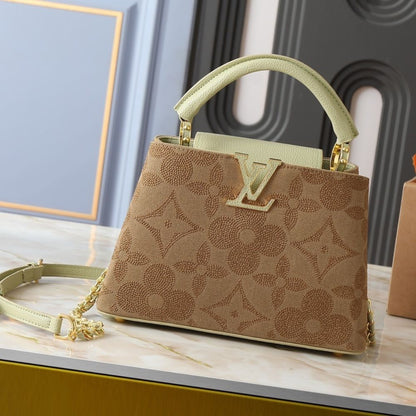 Louis Vuitton Capucines BB Green Brown 27cm