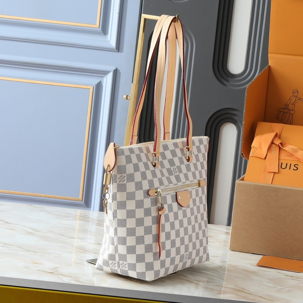 LOUIS VUITTON LENA PM BAG DAMIER AZUR WHITE 35CM