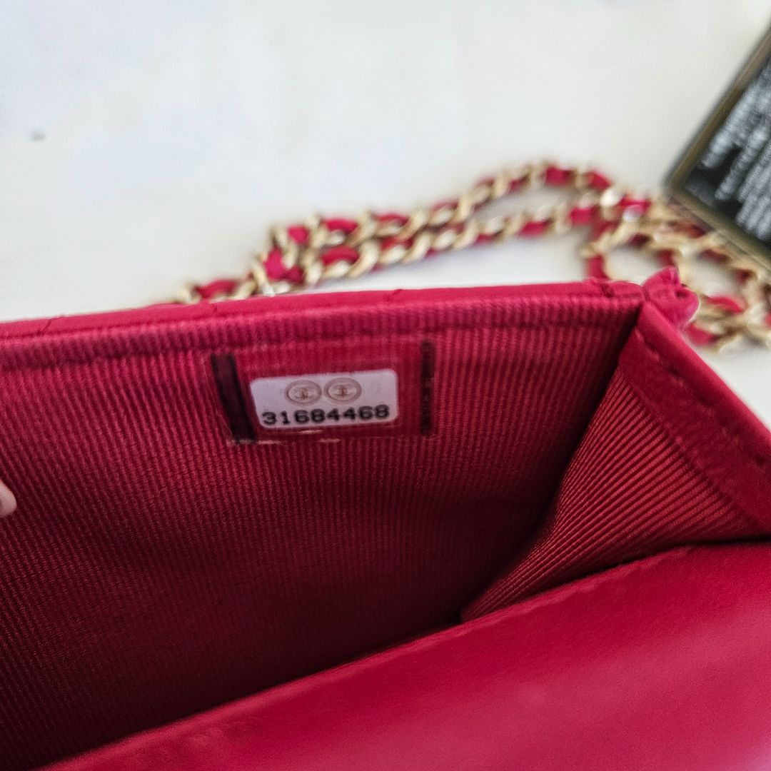 Chanel dark pink quilted lambskin top handle micro top handle flap bag