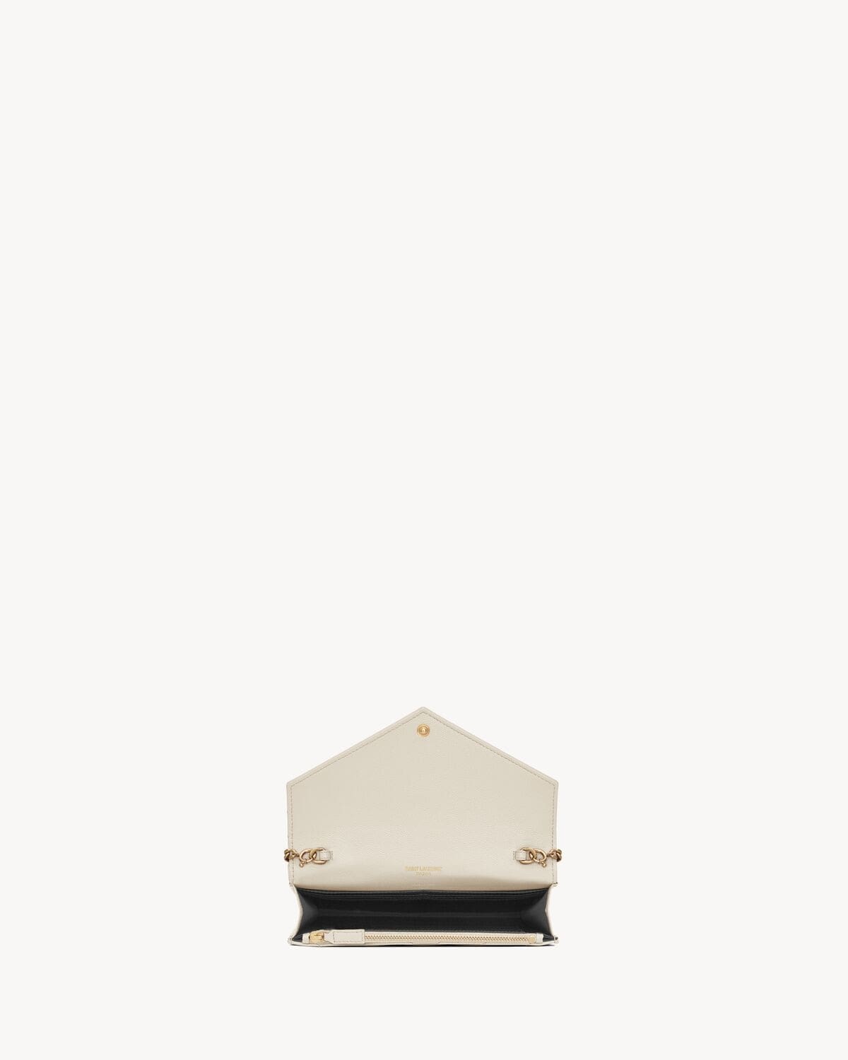 Saint Laurent CLASSIC CASSANDRE CHAIN WALLET IN GRAIN DE POUDRE LEATHER