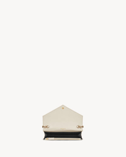 Saint Laurent CLASSIC CASSANDRE CHAIN WALLET IN GRAIN DE POUDRE LEATHER