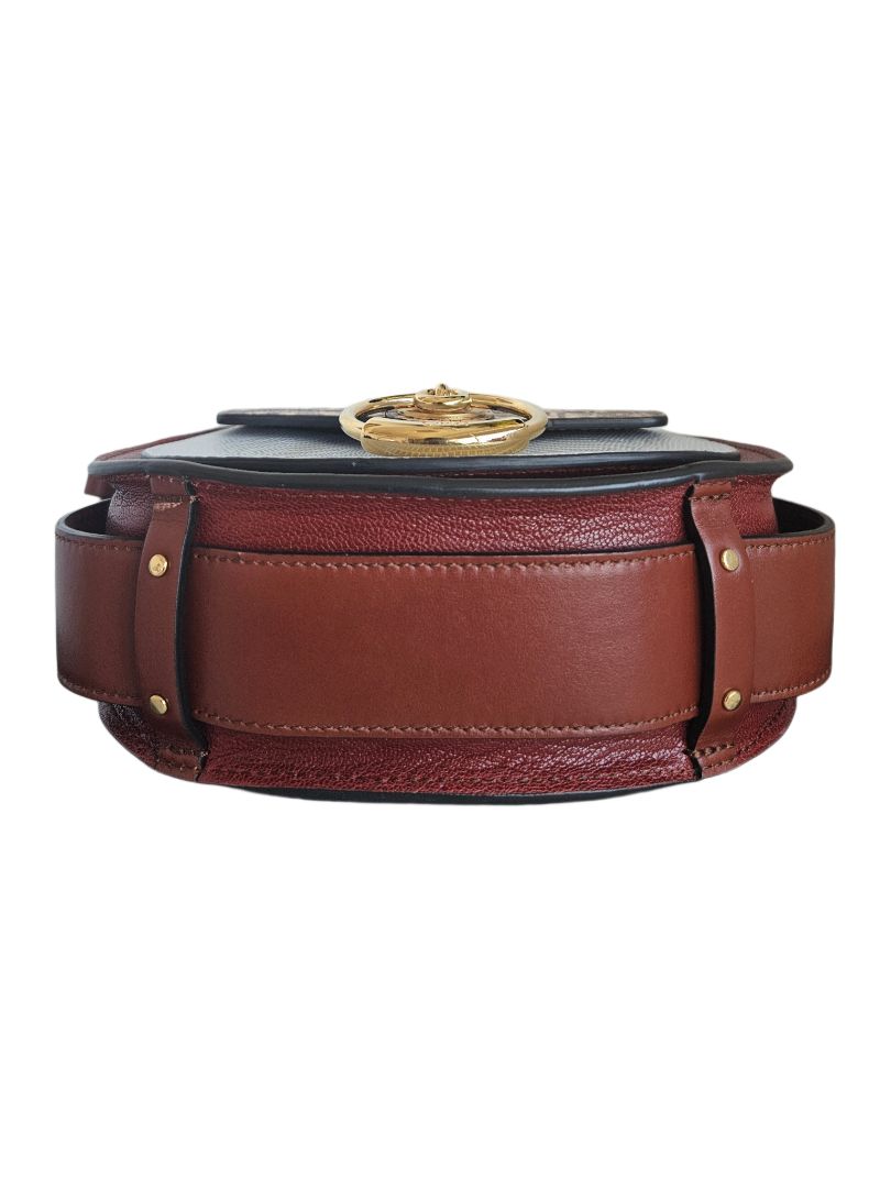 Chloe Tess Tricolor Lizard Skin Leather Shoulder  Bag