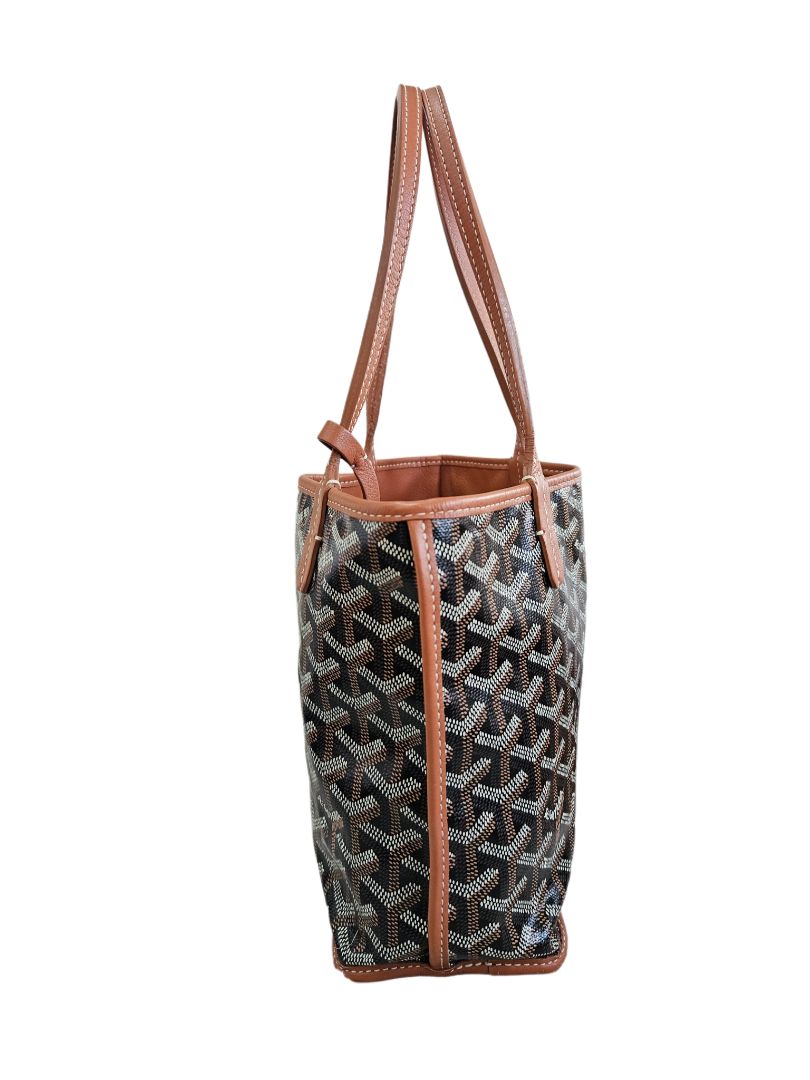 Goyard Brown Goyardine Coated Canvas & Leather Mini Anju Tote Bag