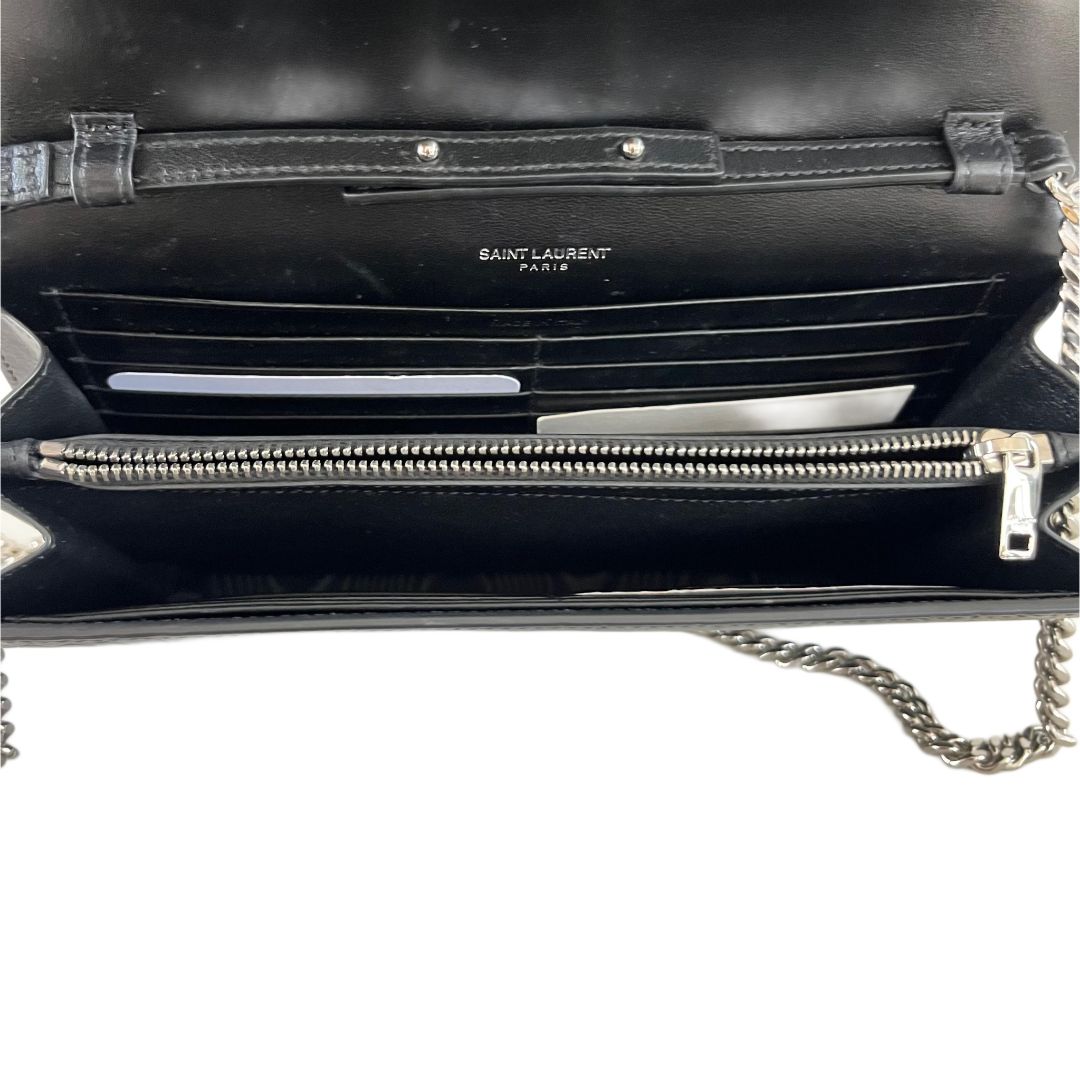 Saint Laurent Black Croc Embossed Kate Crossbody Bag