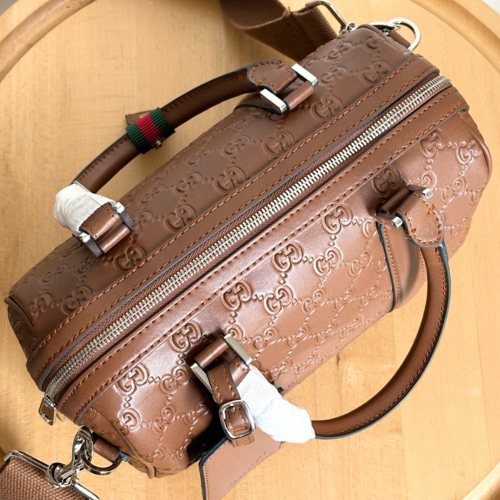 Gucci GG Emblem Small Duffle Bag Brown 25Cm