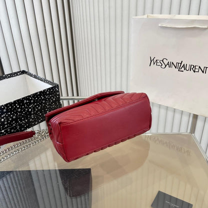 Saint Laurent Loulou Small Chain Bag In Quilted Y Wine Red 25Cm