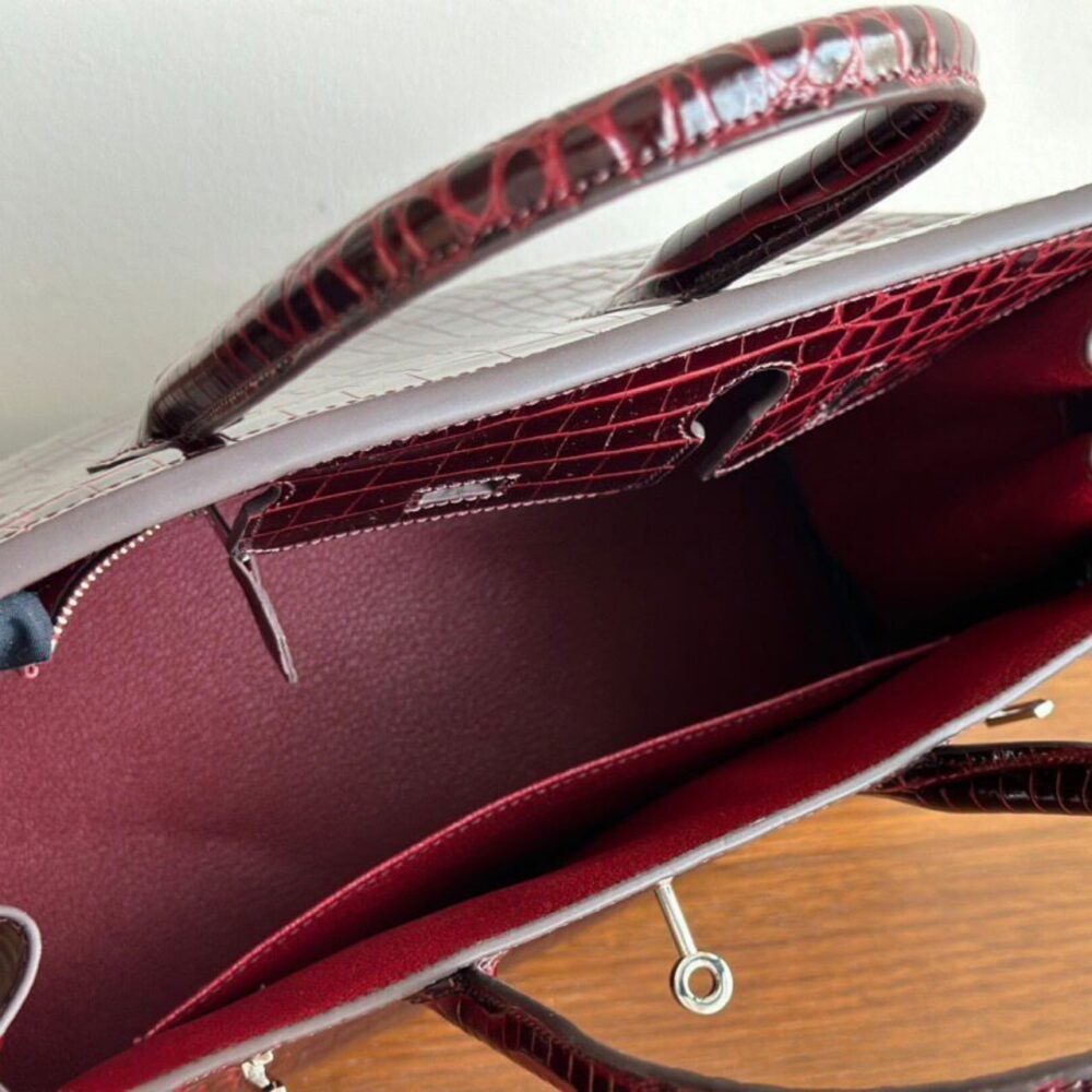 Hermes Birkin 30 Bordeaux Shiny Silver Hardware 30Cm