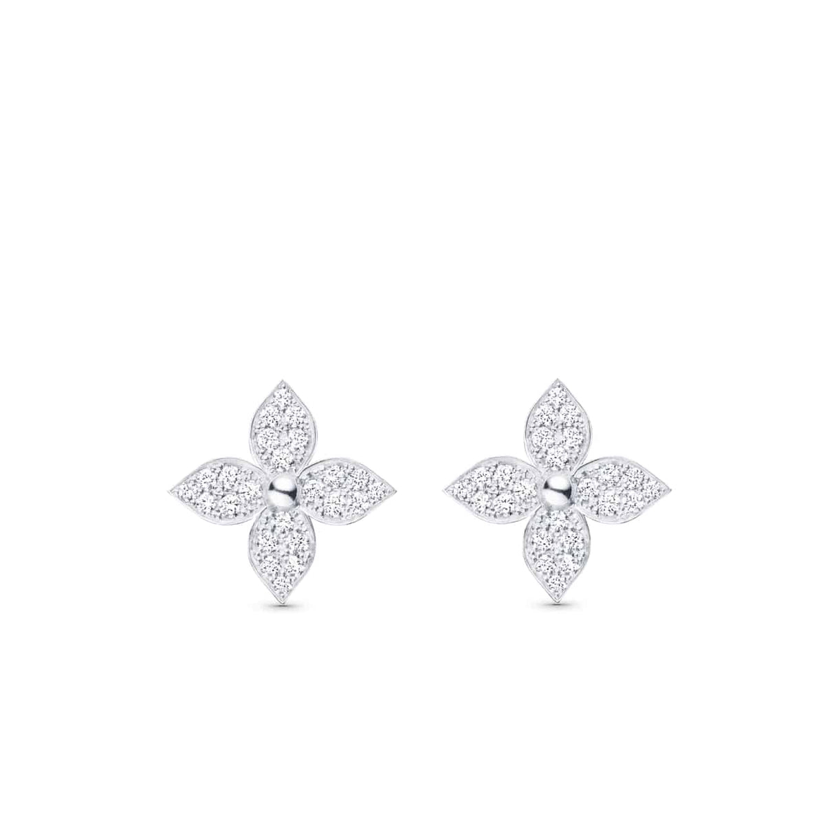 LOUIS VUITTON IDYLLE BLOSSOM STUD EARINGS WHITE GOLD Q96966