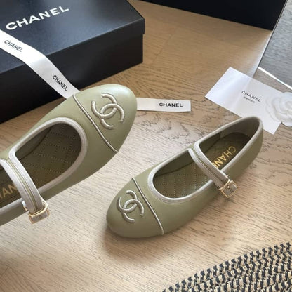 Chanel Mary Jane Ballet Flat Dark Green