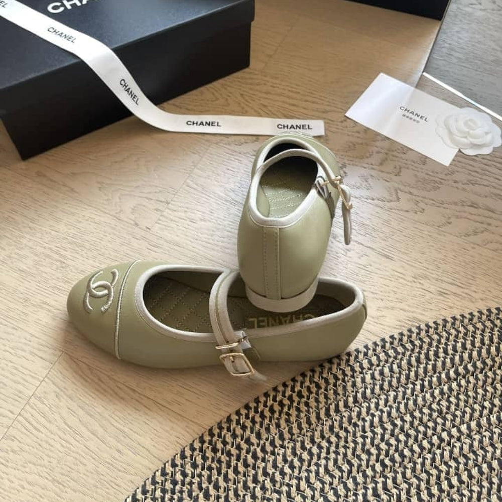 Chanel Mary Jane Ballet Flat Dark Green