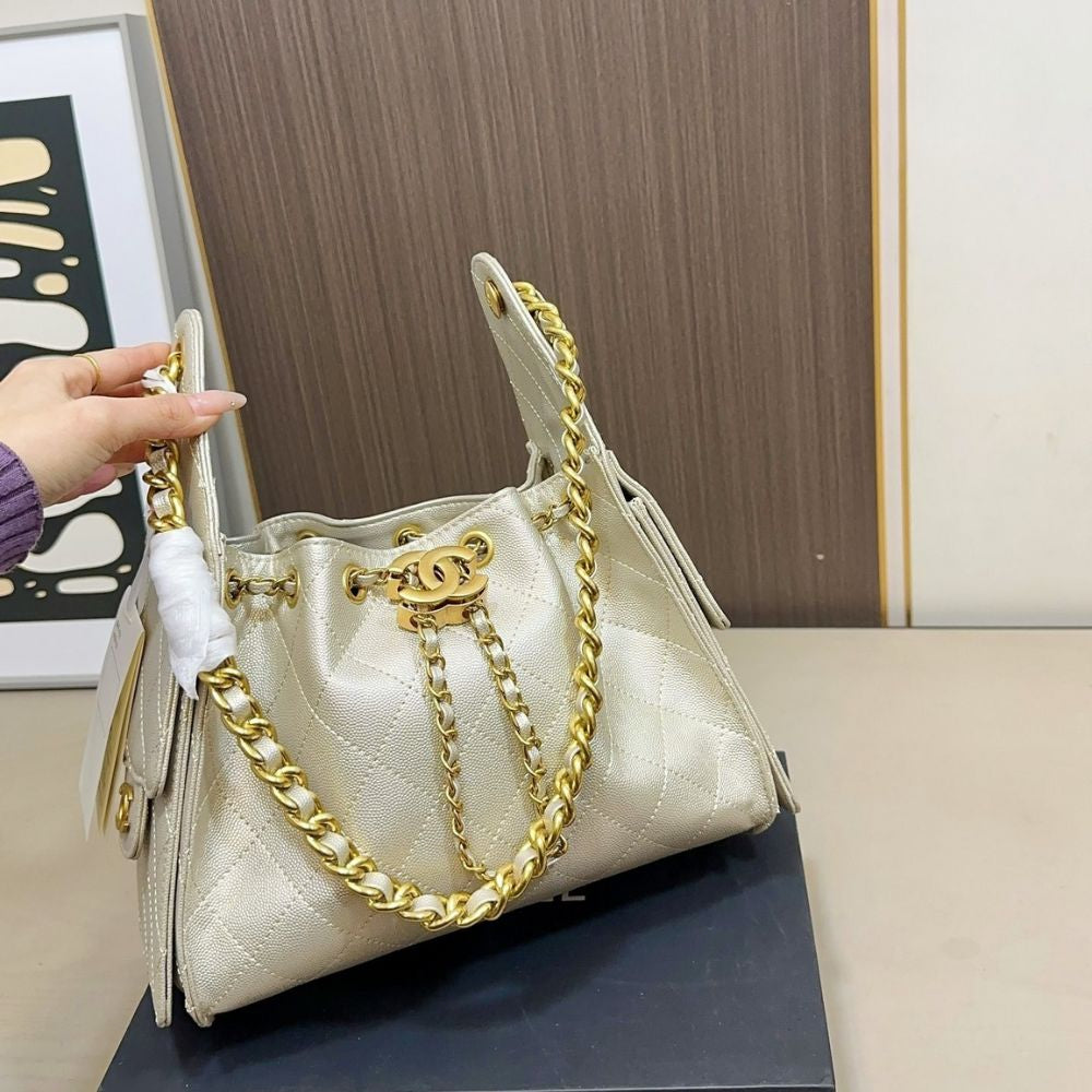 Chanel 25 Small Handbag Light Yellow 26Cm