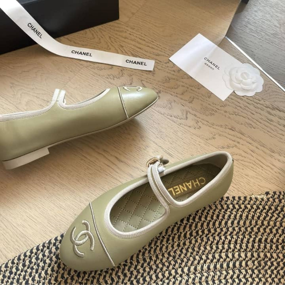 Chanel Mary Jane Ballet Flat Dark Green