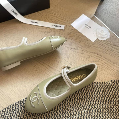 Chanel Mary Jane Ballet Flat Dark Green