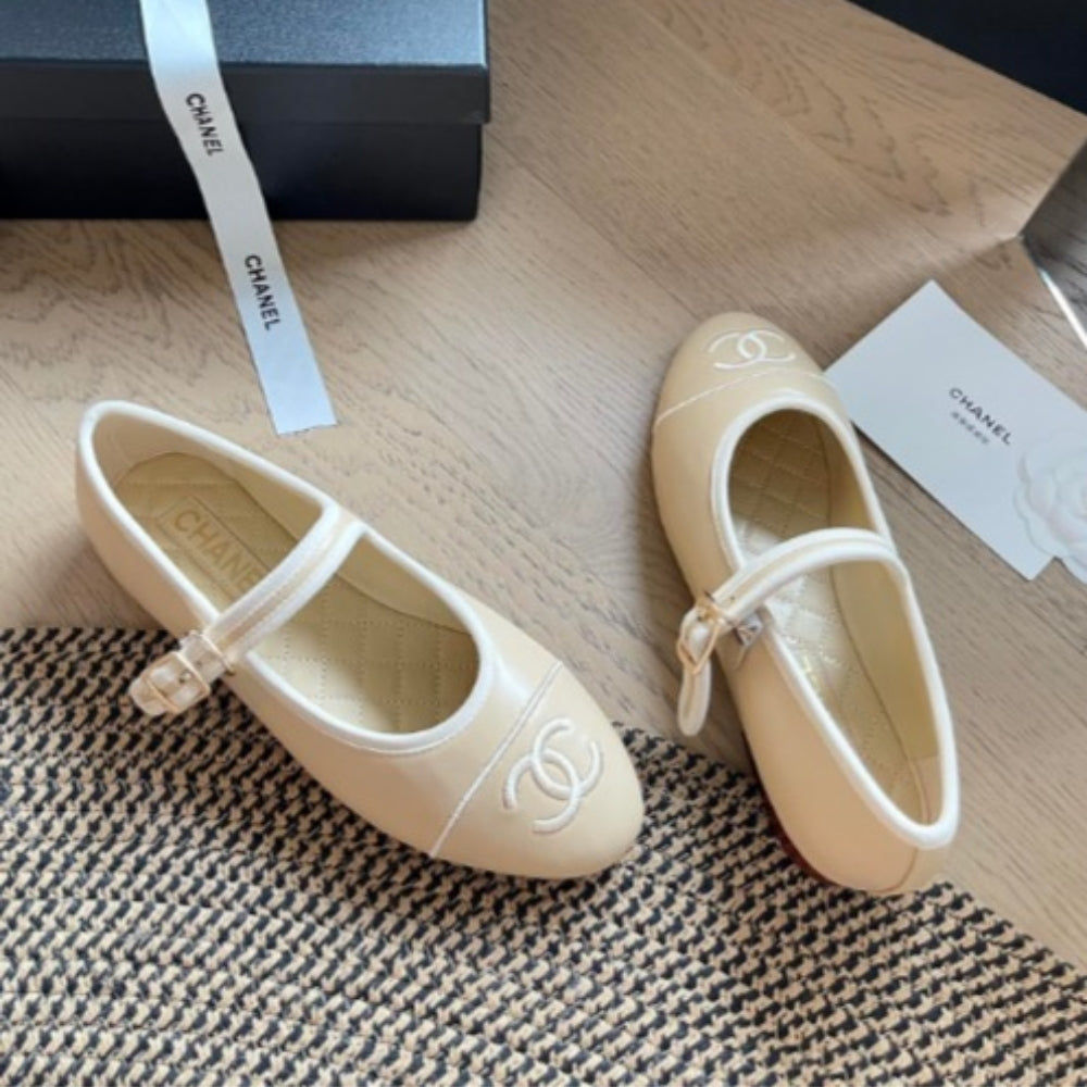 Chanel Mary Jane Ballet Flat Cream
