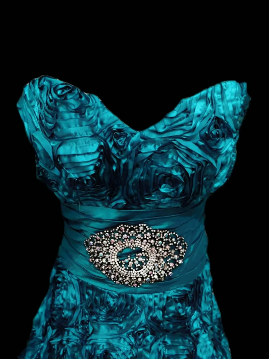 Peacock Green Strapless Waist-Cinching Elegant Luxury Prom Gown, Evening Party Formal Dress gh7318