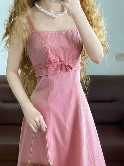 Light Pink Spaghetti-Strap Waist-Cinched Fitted Long-Length Ball Gown, Bridal Gown R7328