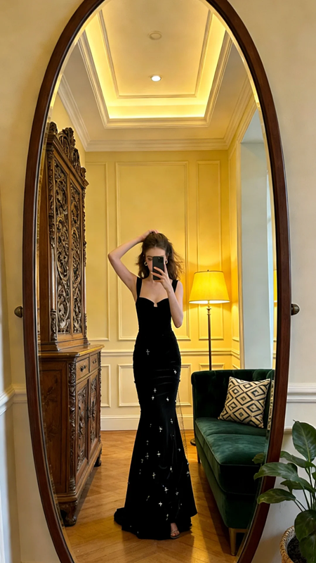 Black halter-neck fitted bodycon long ball gown R8587
