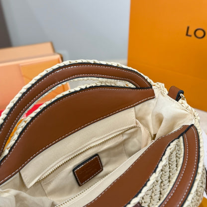Louis Vuitton Around Me Shoulder Bag Raffia White 28Cm M25243