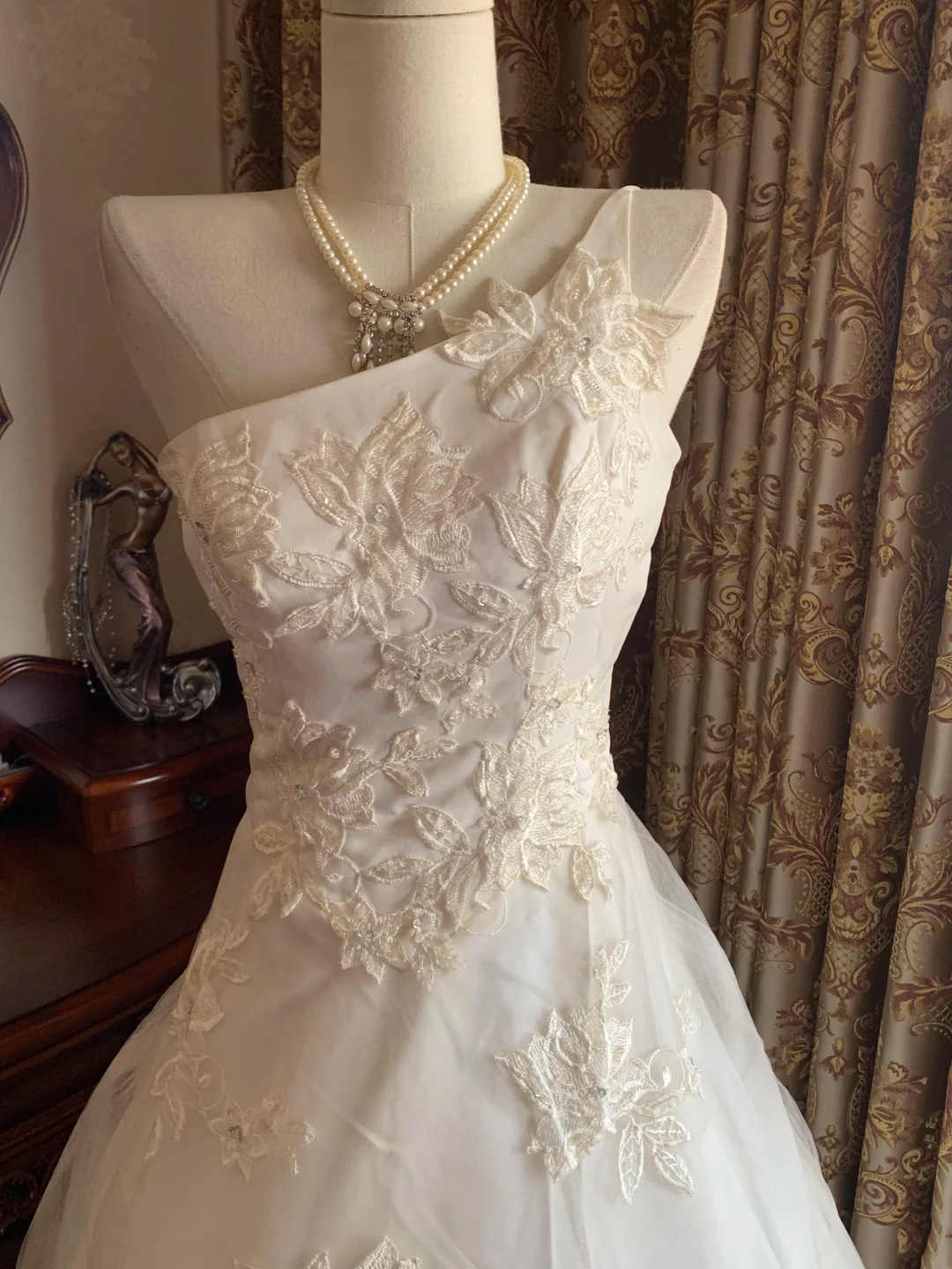 White One Shoulder Spaghetti Strap Fitted Waist Puffy Ball Gown, Birthday Party Dress, Wedding Bridal Gown gh7272