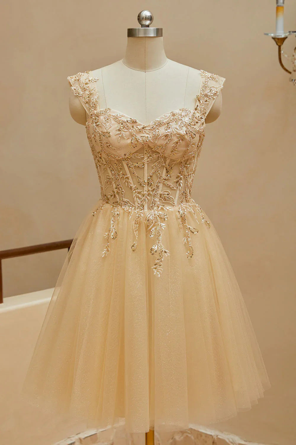 Sheep Sweetheart Shoulder Strap Sheep Sticker Beaded Homecoming Dress