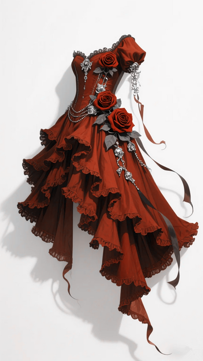 Red fitted mid-length ball gown/bridal dress R8557