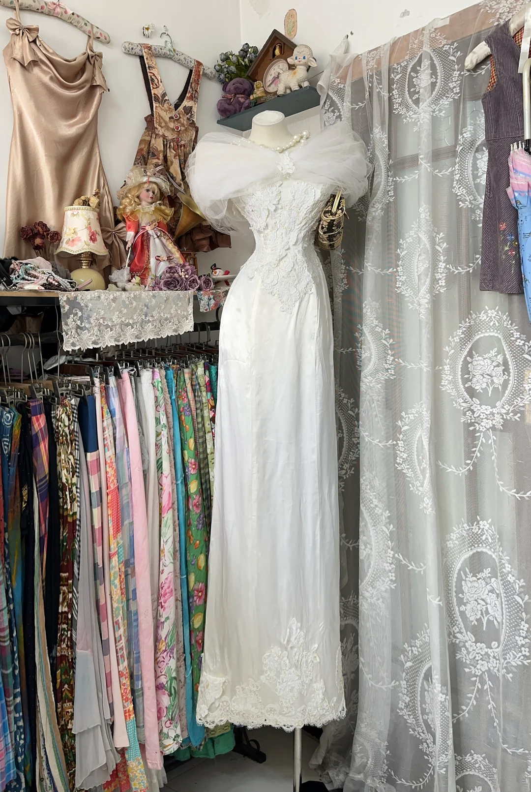 White Off-the-Shoulder Retro Tulle Fitted Waist Slim Elegant Prom Dress, Evening Gown gh7198